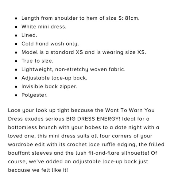 Saints+Secrets For Hello Molly Want To Warn You Dress White SzM - Picture 4 of 11